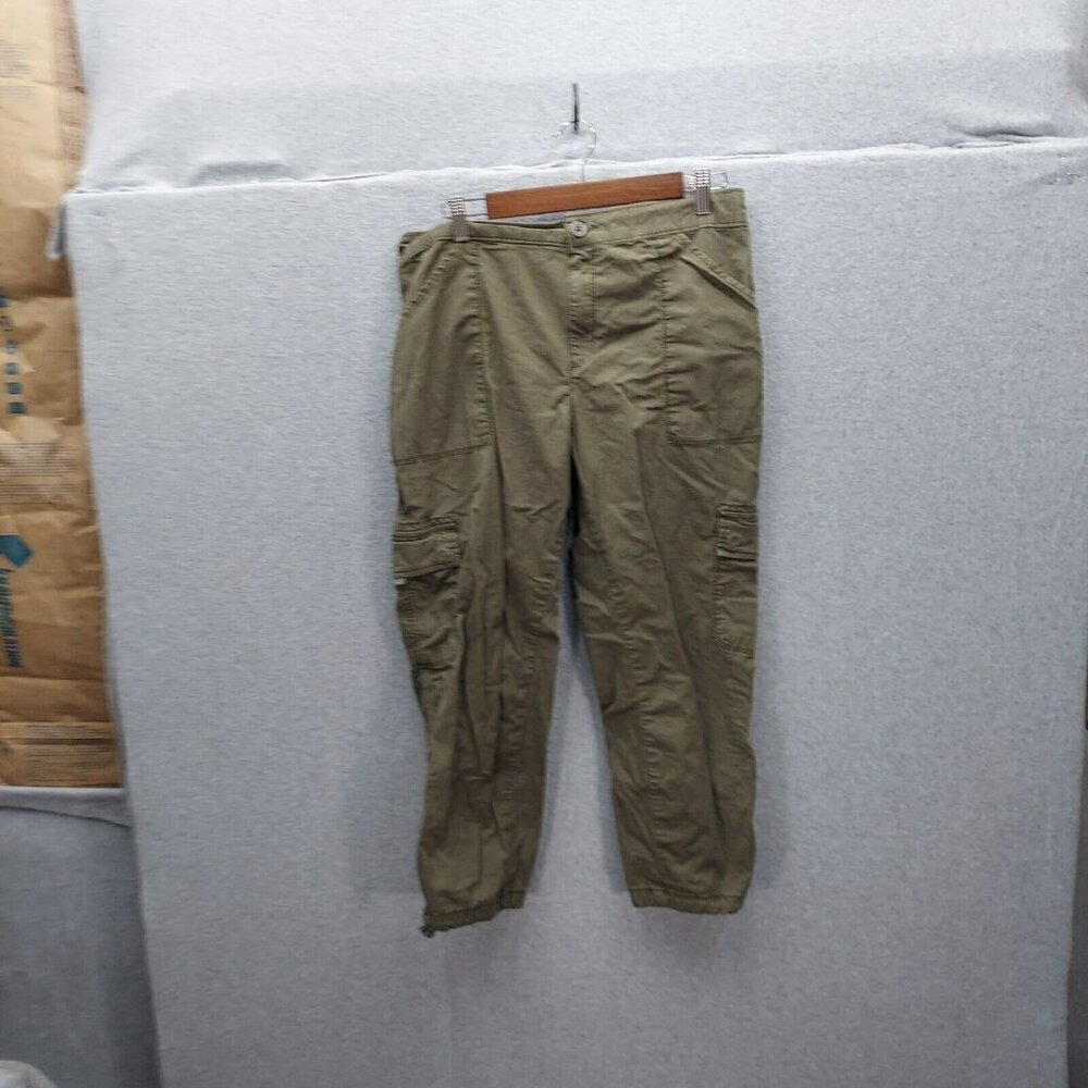 Womens Pants 32x24.5 Cargo‎ Social Standard Green Cropped Mid Rise Stretch